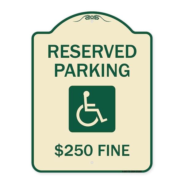 Signmission Reserved Parking $250 Fine W/ Graphic Heavy-Gauge Aluminum Sign, 24" x 18", TG-1824-23165 A-DES-TG-1824-23165 - main
